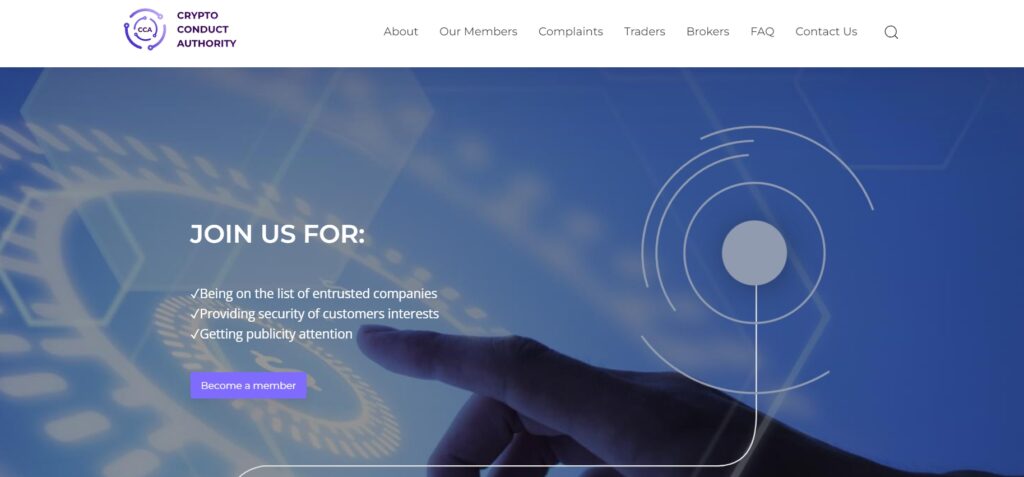Crypto Conduct Authority hjemmeside